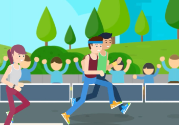 Animated People Running a race